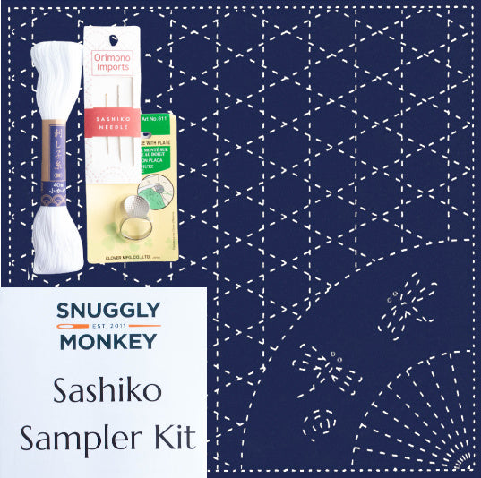 Fan and Basketweave Complete Sashiko Kit – Snuggly Monkey