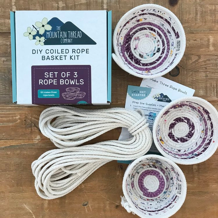 Roped Coil Basket DIY Kit - 3 Small Rope Bowls