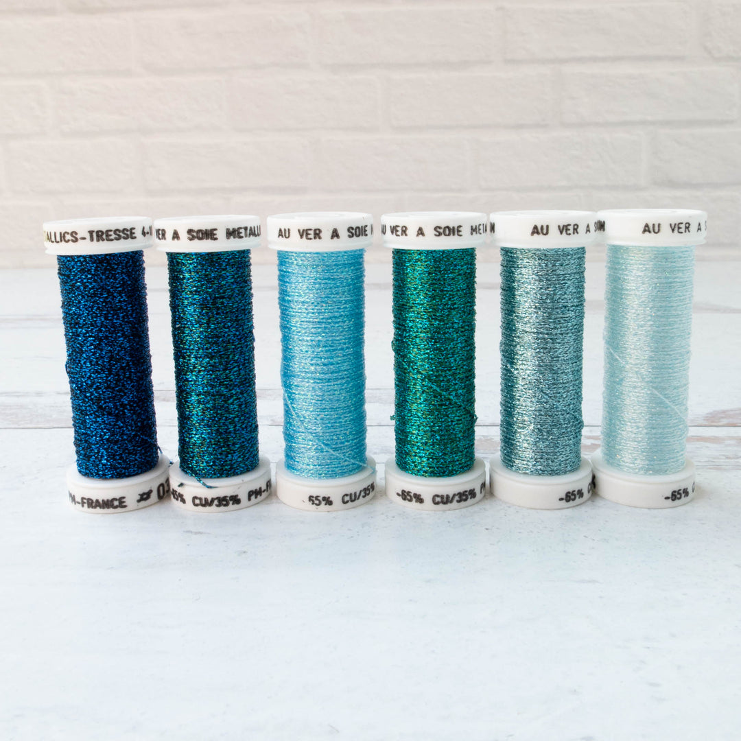 Au Ver a Soie Metallic Thread Pack - Blue Ice