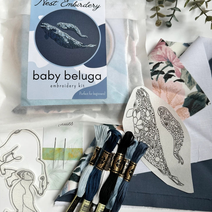 Baby Beluga Embroidery Kit