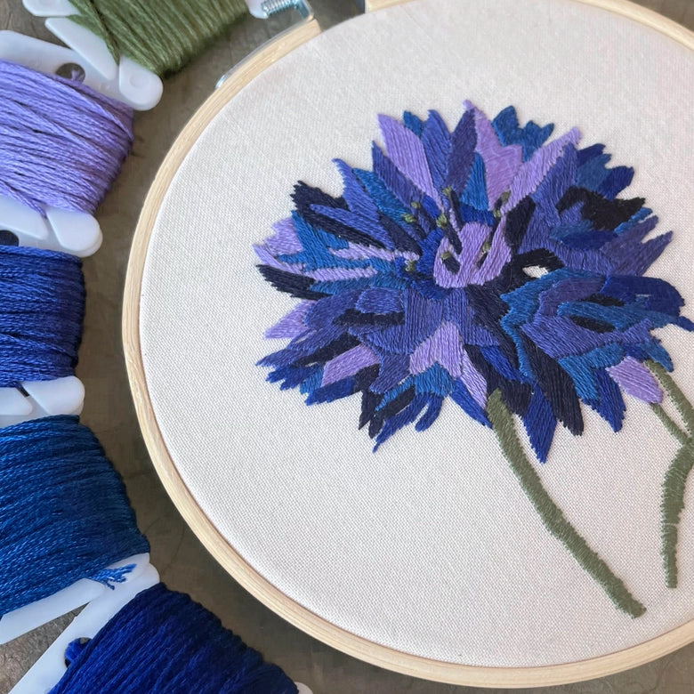 Bachelor Button Hand Embroidery Kit