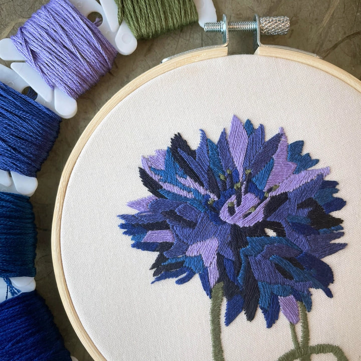 Bachelor Button Hand Embroidery Kit