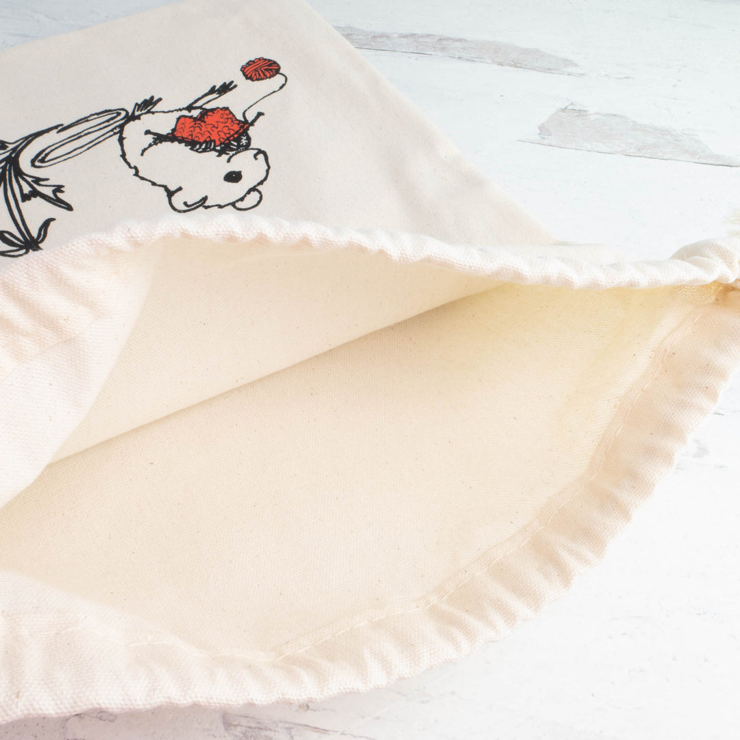 Knitting Mouse Drawstring Project Bag