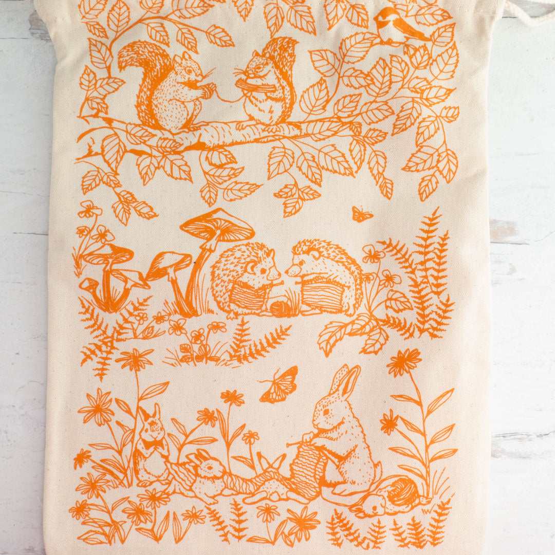 Crafty Woodland Drawstring Project Bag