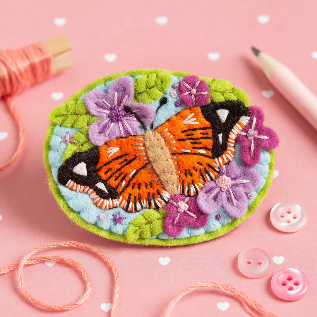 Butterfly Felt Embroidery Brooch Kit