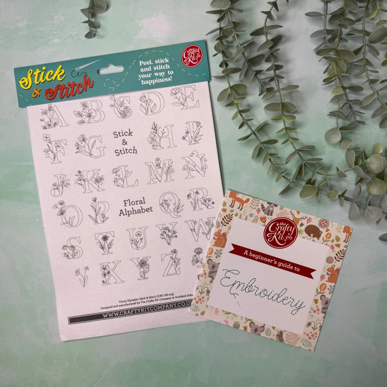 Floral Alphabet Stick & Stitch Embroidery Pattern