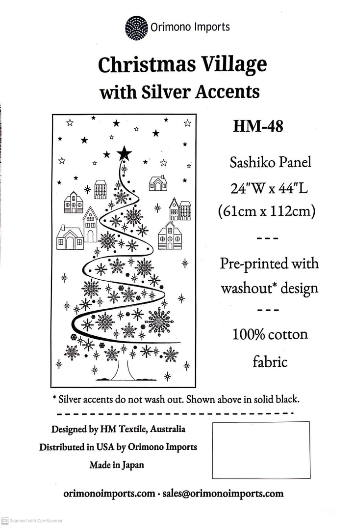 Large Sashiko Panel - Christmas Tree Village