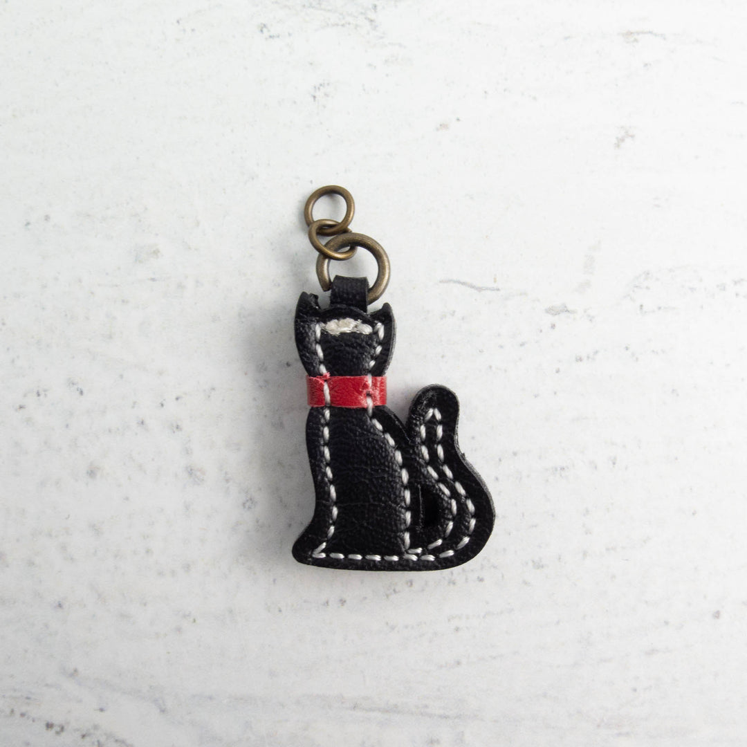 Synthetic Leather Zipper Pull - Black Cat