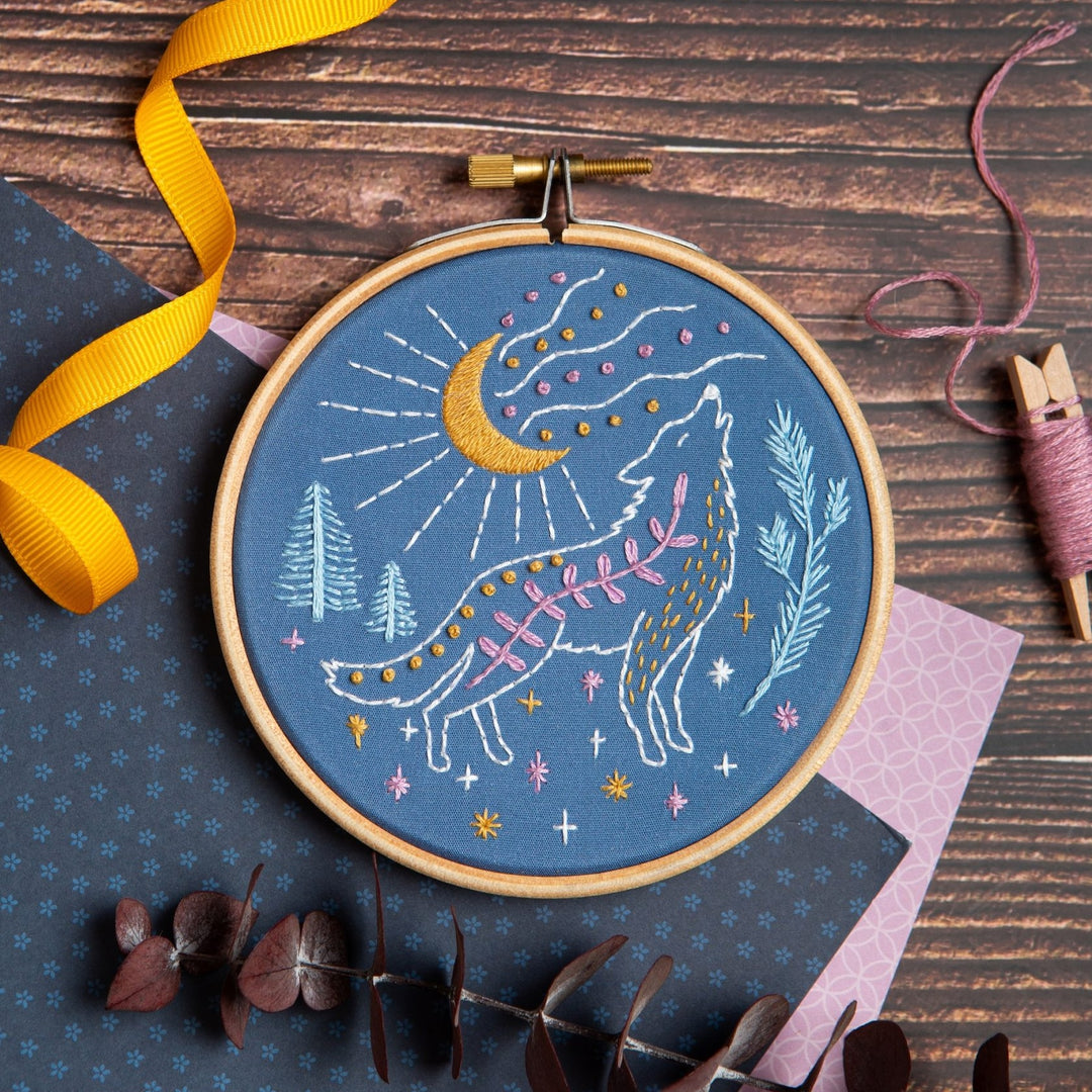 Celestial Wolf Mini Embroidery Kit