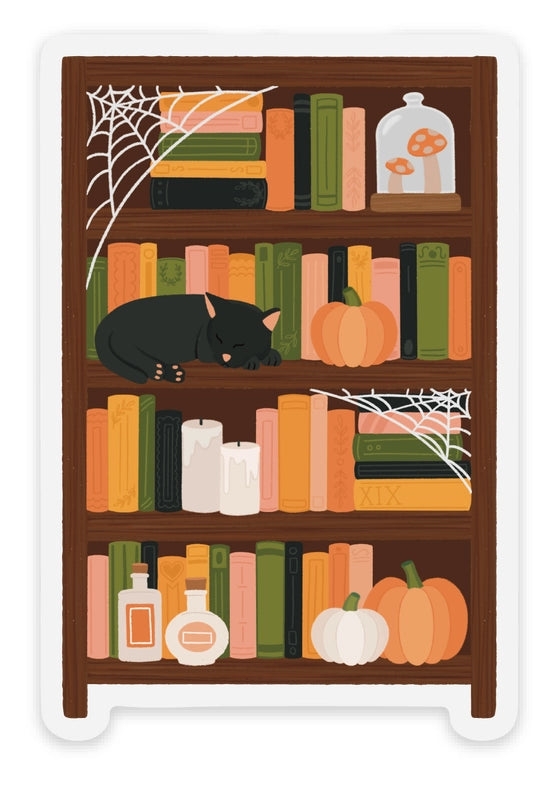 Clear Spooky Bookcase Vinyl Sticker