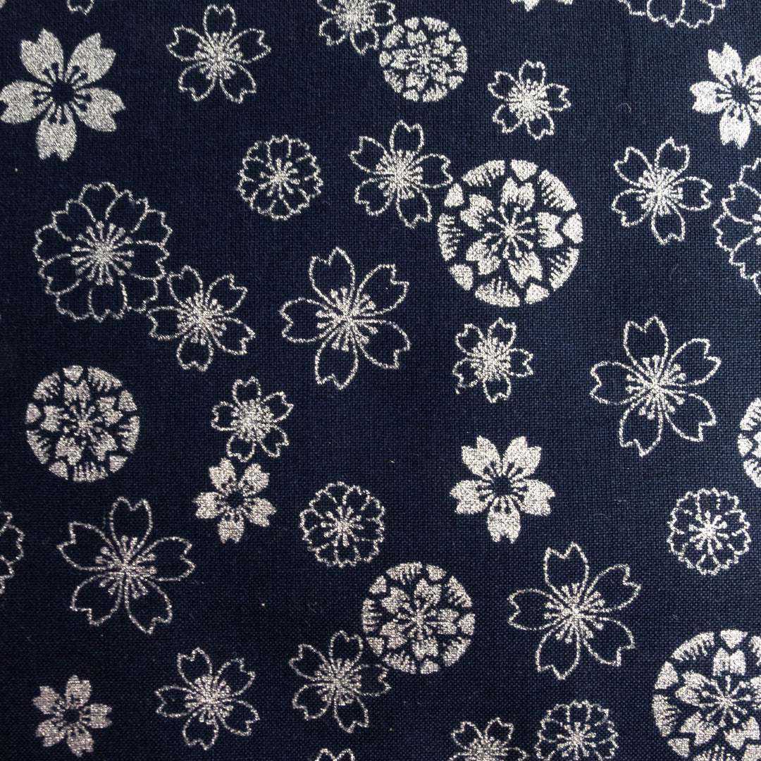 Japanese Cotton Fabric - Metallic Florals