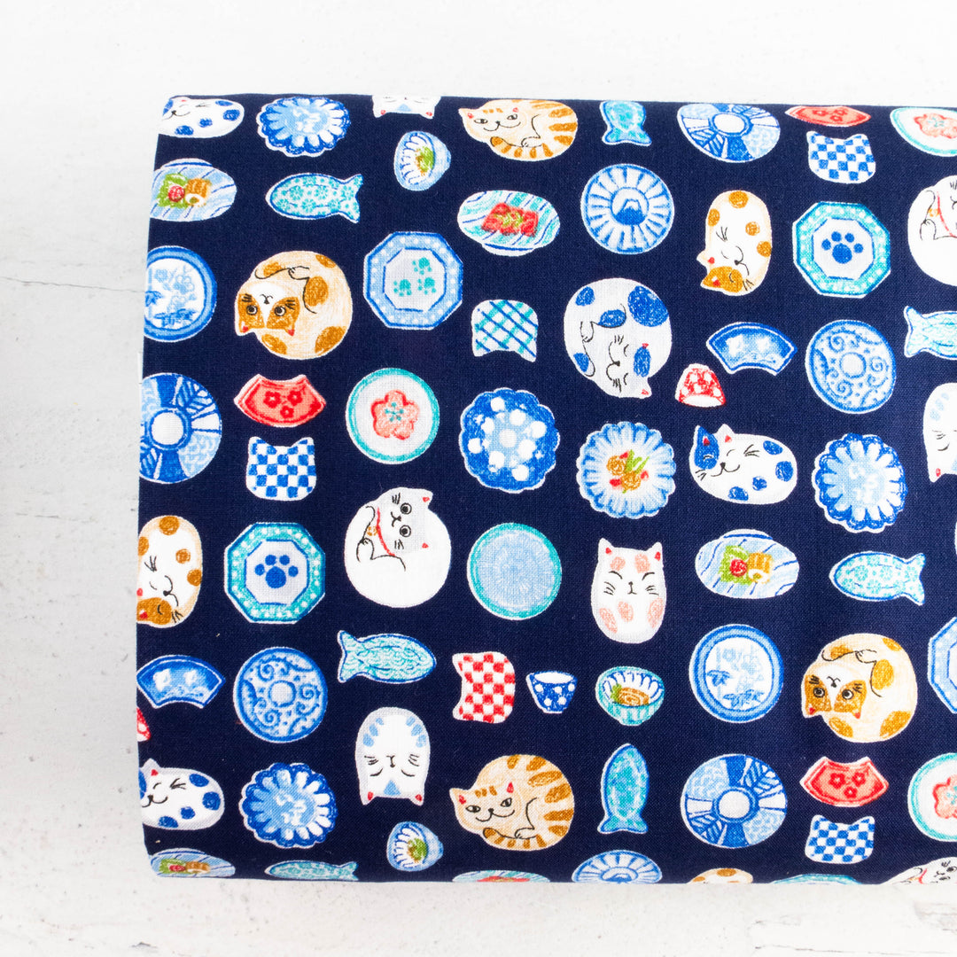Japanese Cotton Fabric - Cats & Fish