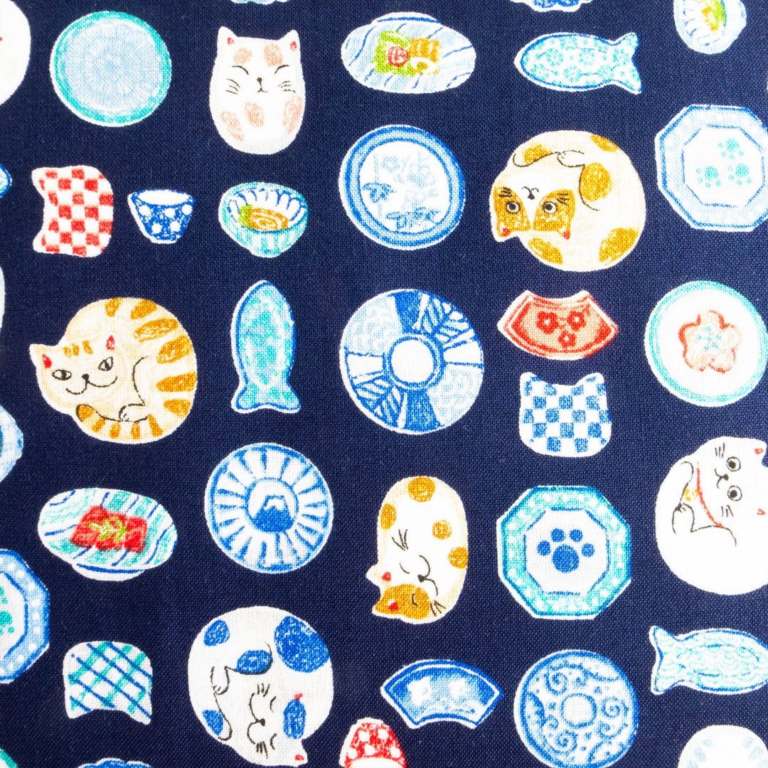Japanese Cotton Fabric - Cats & Fish