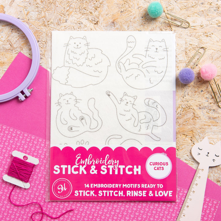 Curious Cats Stick & Stitch Embroidery Patterns