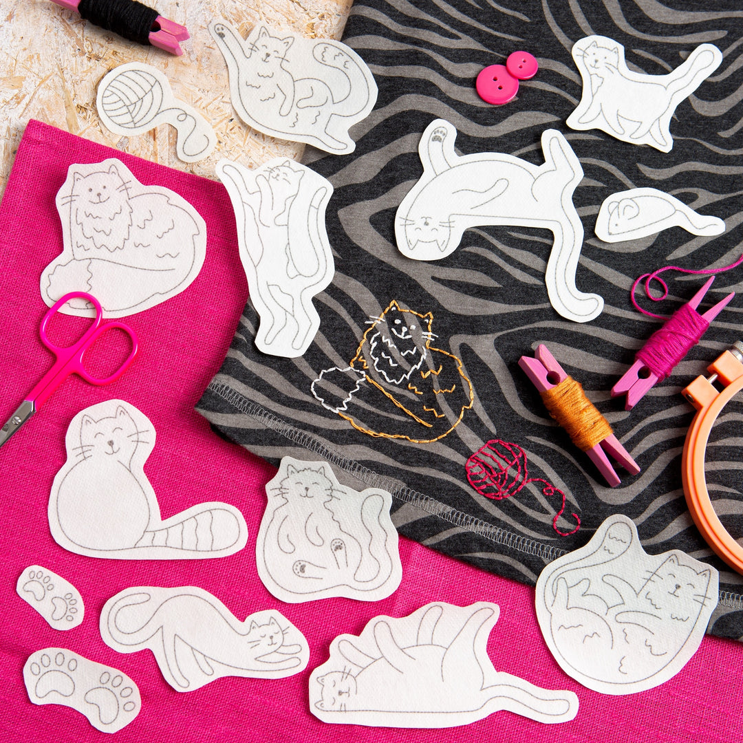 Curious Cats Stick & Stitch Embroidery Patterns