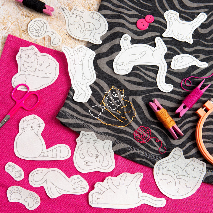 Curious Cats Stick & Stitch Embroidery Patterns