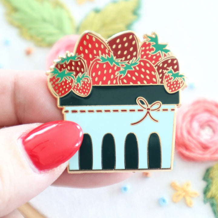 Strawberry Basket Enamel Needle Minder