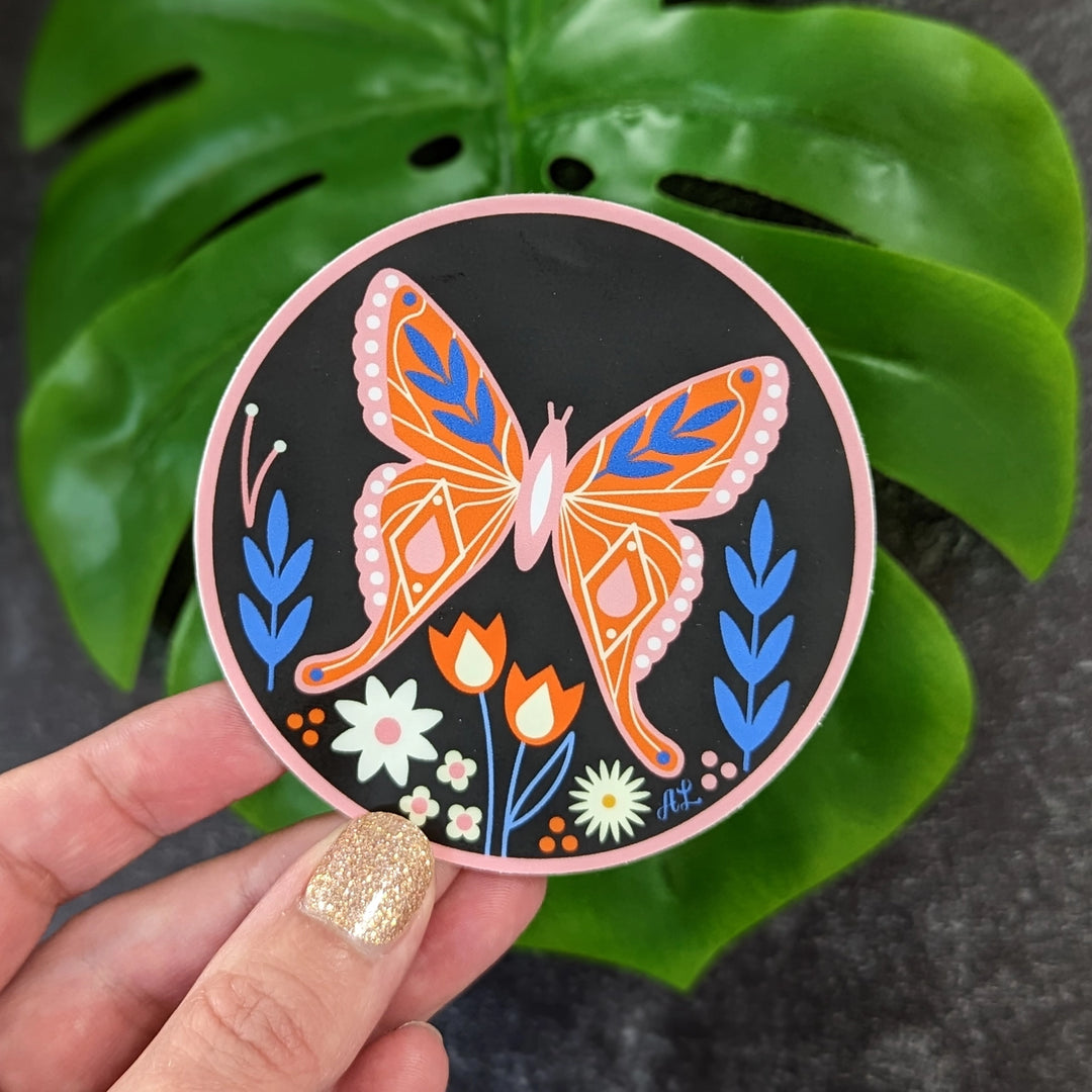Floral Butterfly Vinyl Sticker