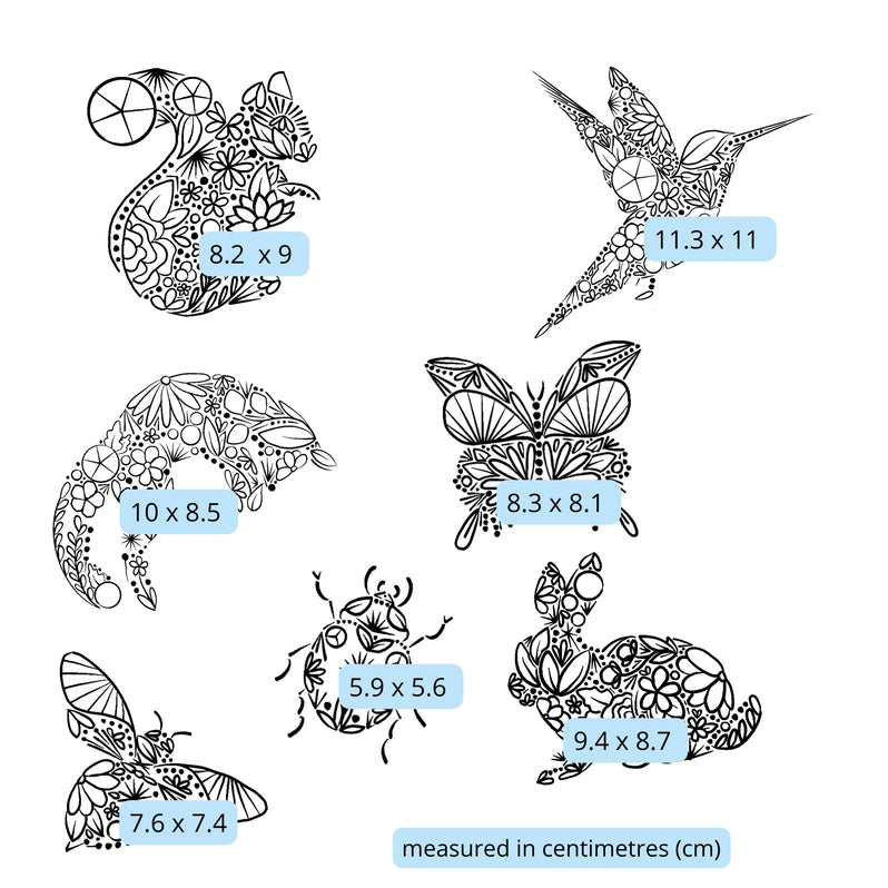 Floral Creatures Stick & Stitch Embroidery Patterns Set