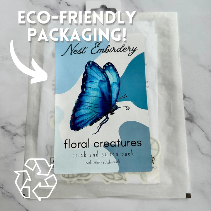 Floral Creatures Stick & Stitch Embroidery Patterns Set