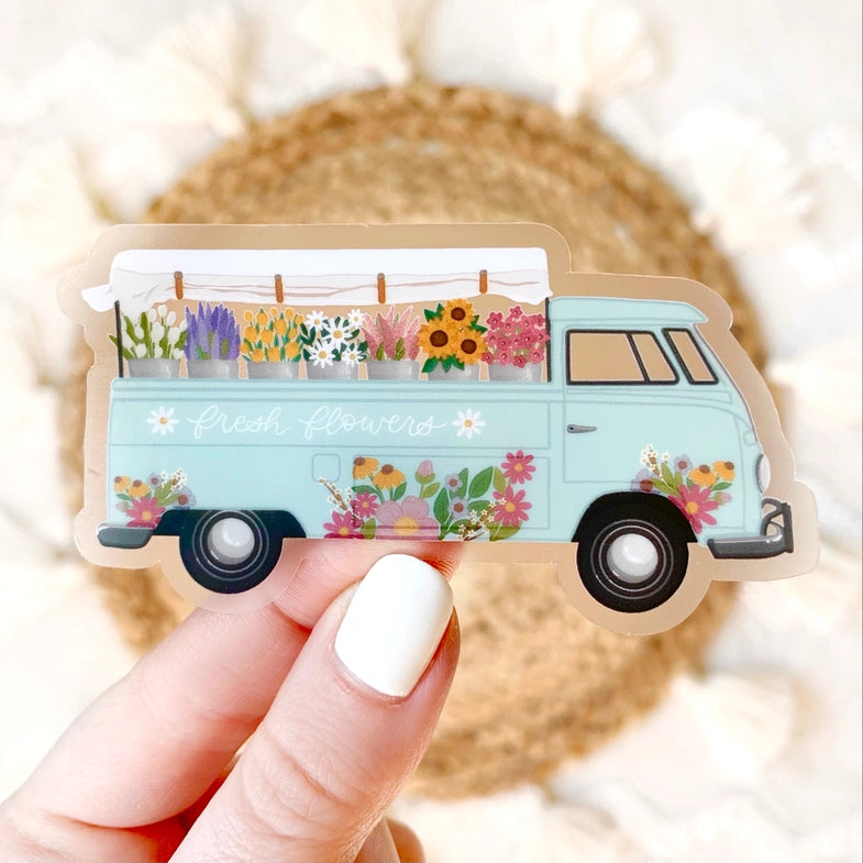 Flower Truck Vinyl Sticker