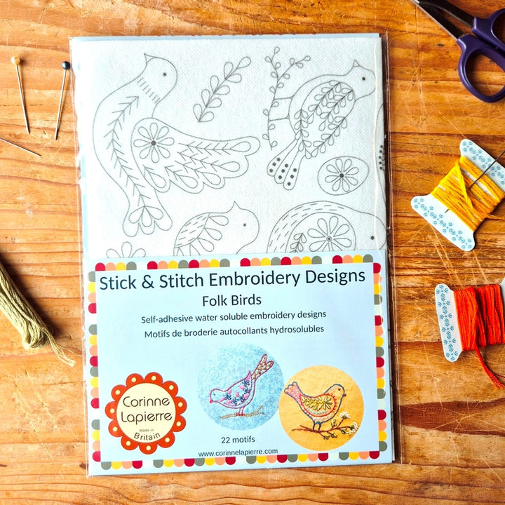 Folk Birds Stick & Stitch Embroidery Patterns