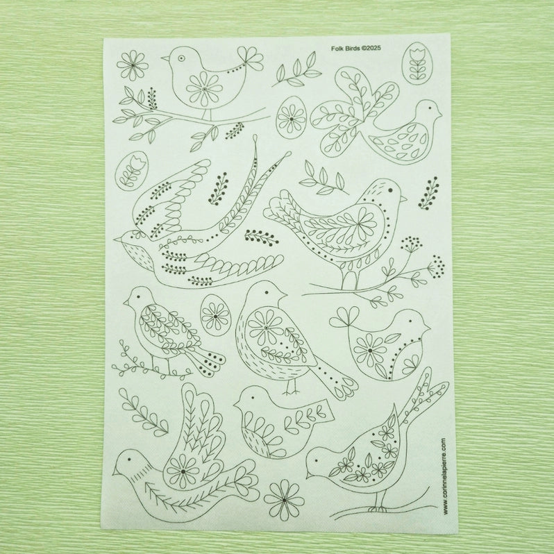 Folk Birds Stick & Stitch Embroidery Patterns
