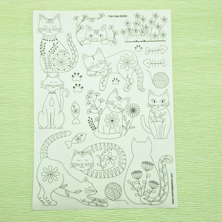 Folk Cats Stick & Stitch Embroidery Patterns