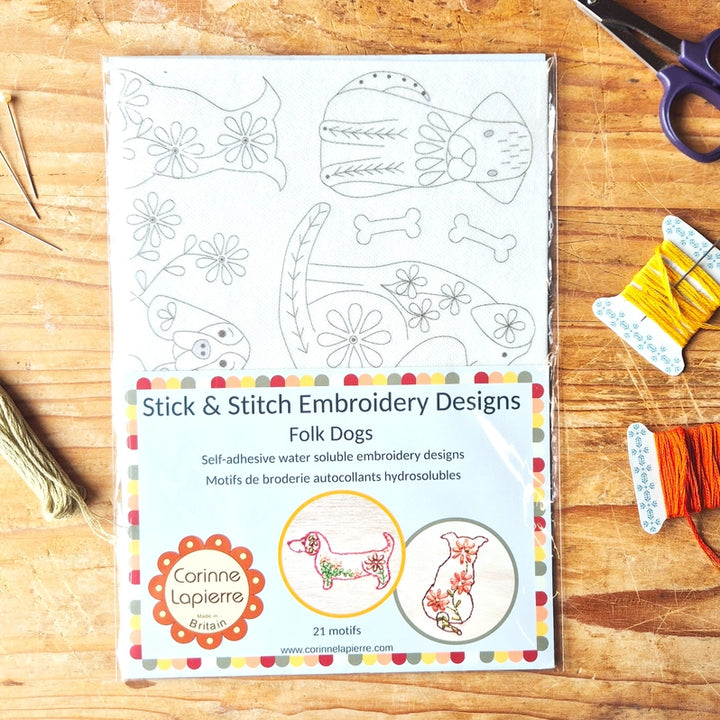 Folk Dogs Stick & Stitch Embroidery Patterns