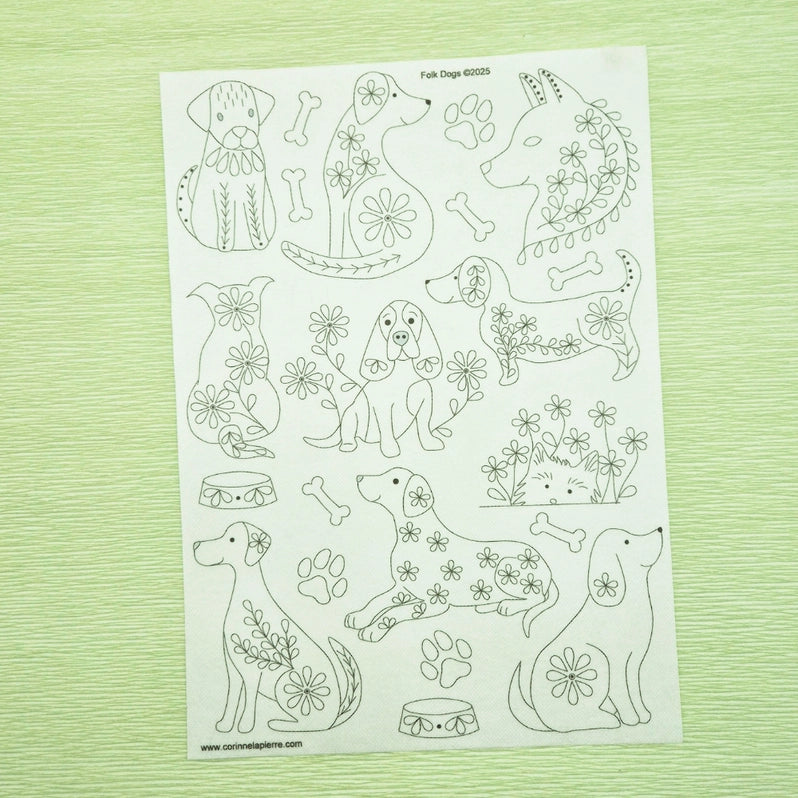 Folk Dogs Stick & Stitch Embroidery Patterns