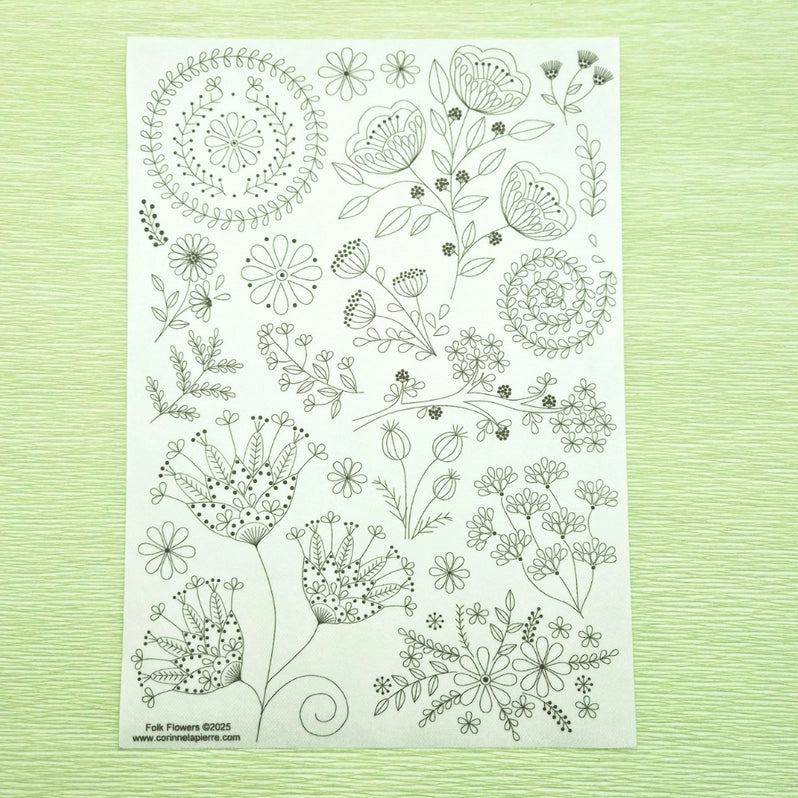 Folk Flowers Stick & Stitch Embroidery Patterns