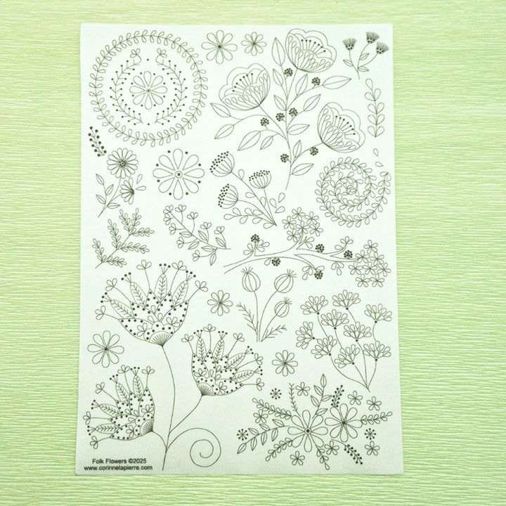Folk Flowers Stick & Stitch Embroidery Patterns