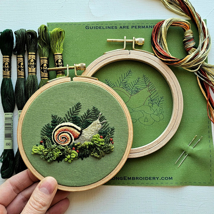 Forest Snail Intermediate Embroidery Kit