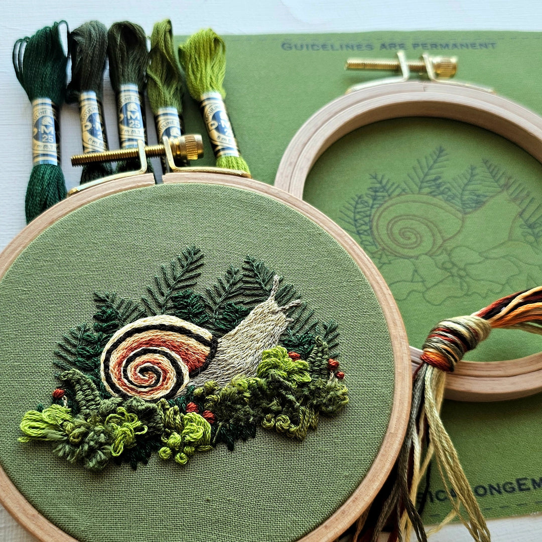 Forest Snail Intermediate Embroidery Kit