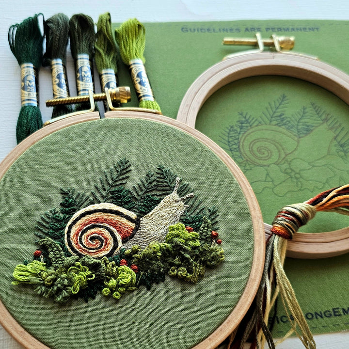 Forest Snail Intermediate Embroidery Kit