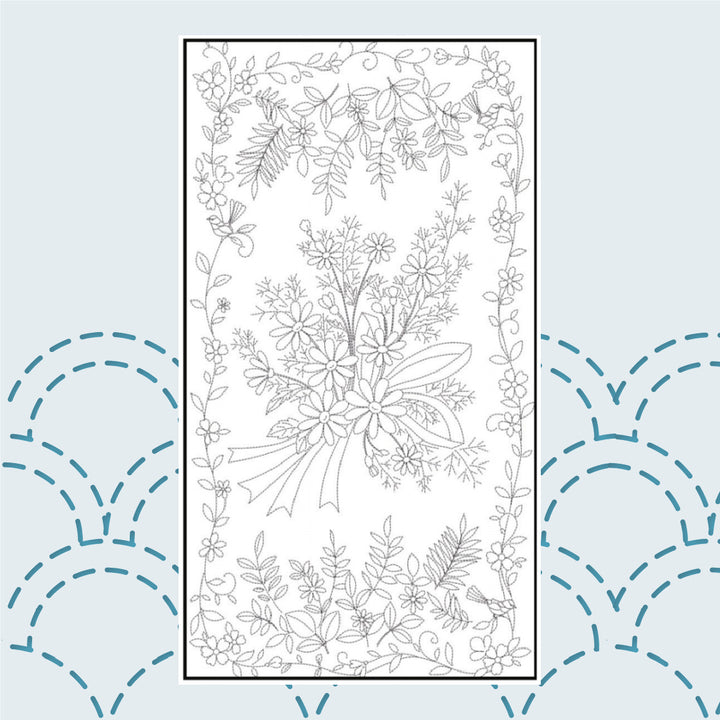 Large Sashiko Panel - Flower Bouquet