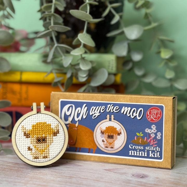Mini Matchbox Cross Stitch Kit - Highland Coo