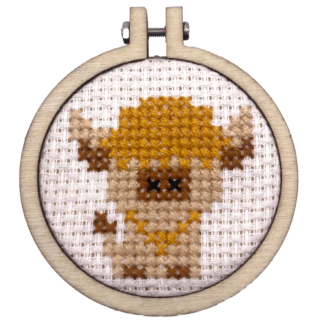 Mini Matchbox Cross Stitch Kit - Highland Coo