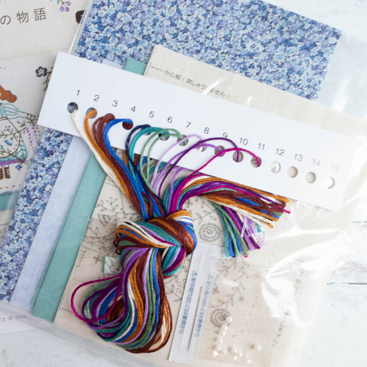 Hiroko Ishii Embroidery Kit - Story of Flowers & Me Flap Pouch