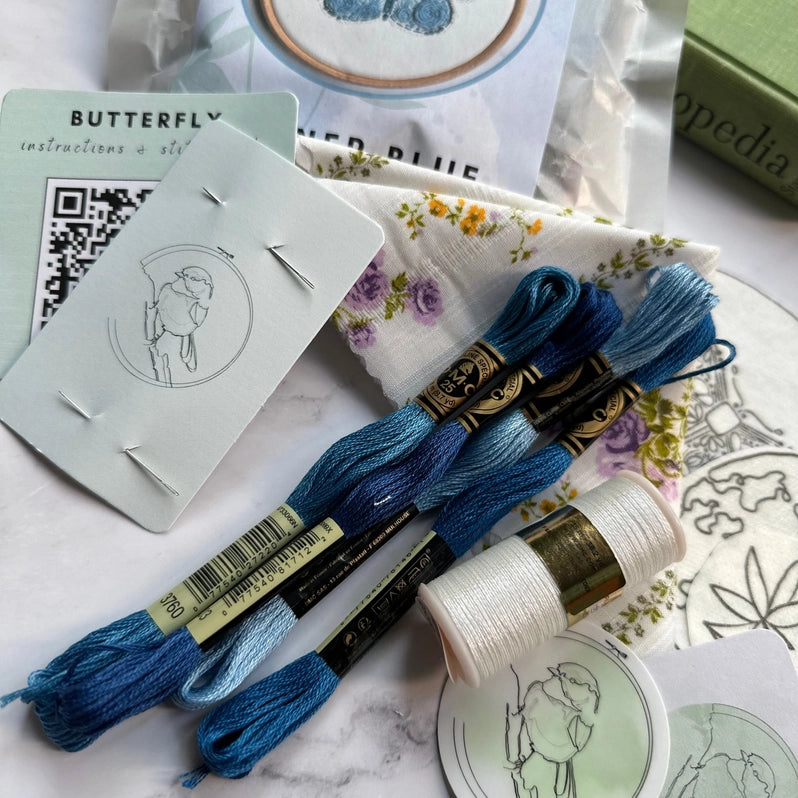 Karner Blue Butterfly Mini Embroidery Kit