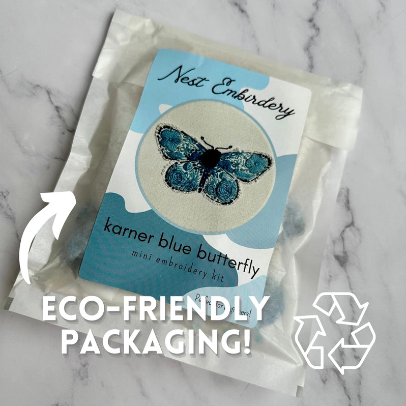 Karner Blue Butterfly Mini Embroidery Kit