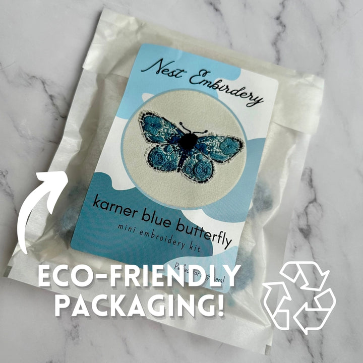 Karner Blue Butterfly Mini Embroidery Kit