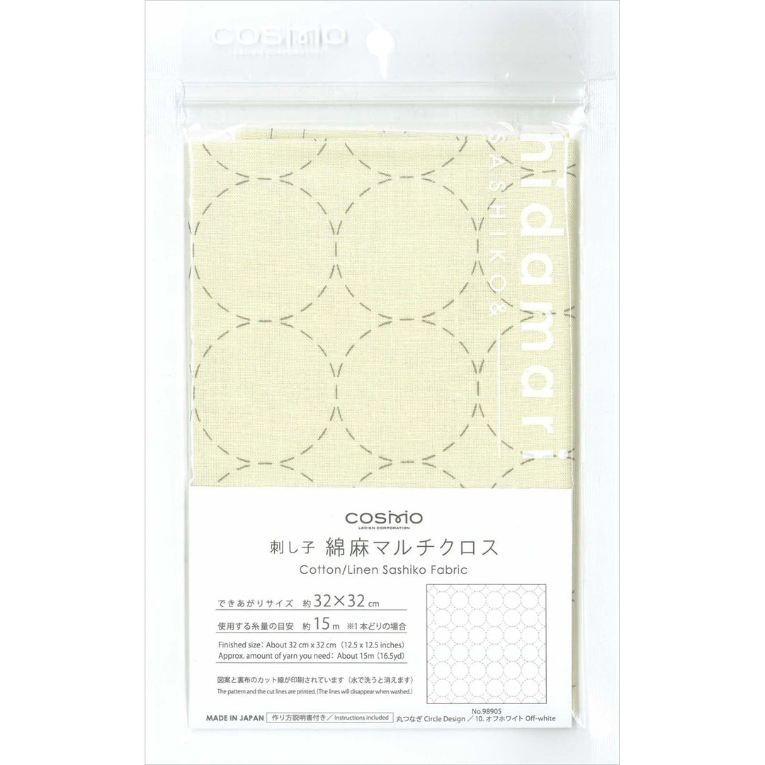 Hidamari Sashiko Sampler - Maru-Tsunagi in Off-White (98905-10)