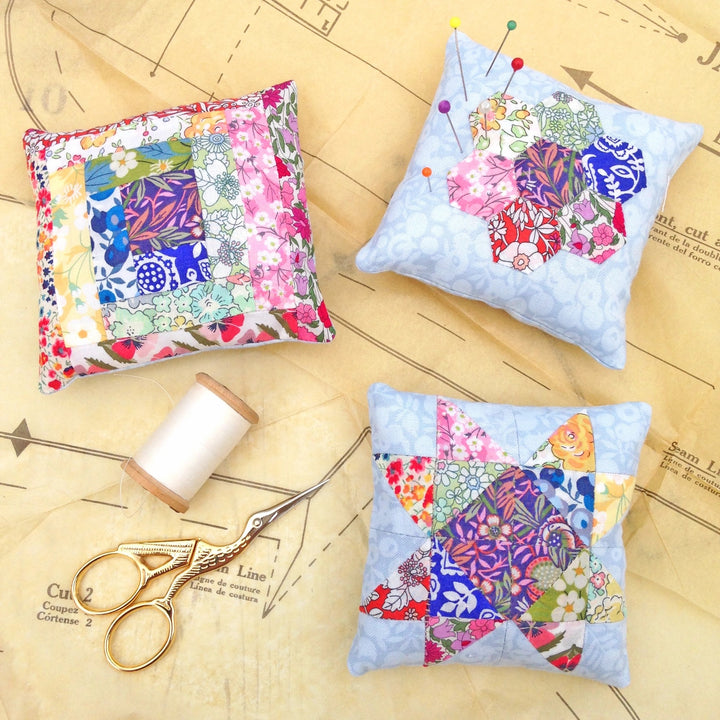 Liberty of London Fabric Three Pincushion Sewing Kit