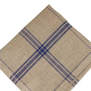 Natural French Linen Tea Towel - Blue Stripe