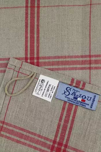 Natural French Linen Tea Towel - Red Stripe