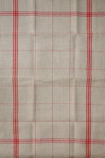 Natural French Linen Tea Towel - Red Stripe