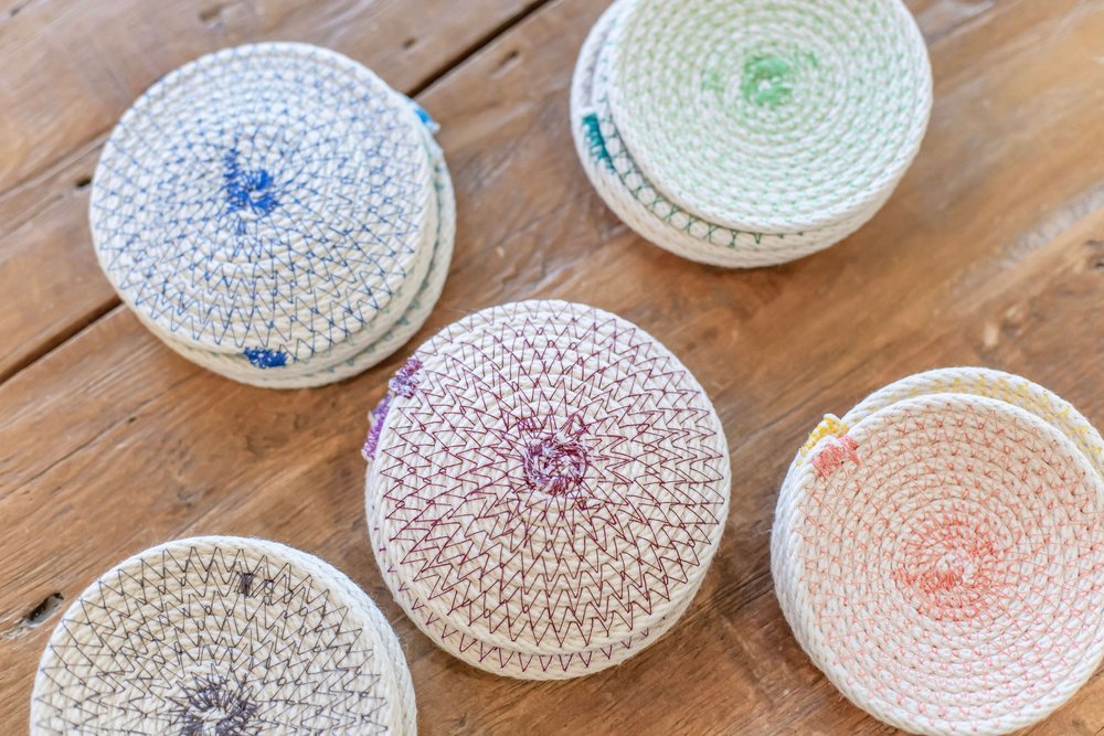 Roped Coil Basket DIY Kit - Coasters and Basket Set