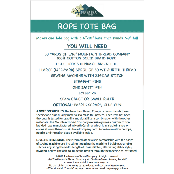 Rope Tote Bag Sewing Pattern