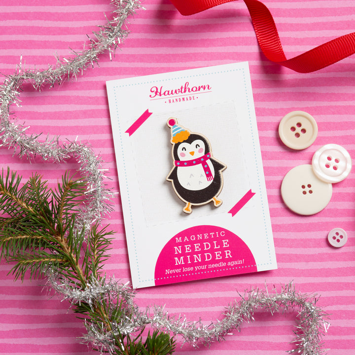Party Penguin Wooden Needle Minder
